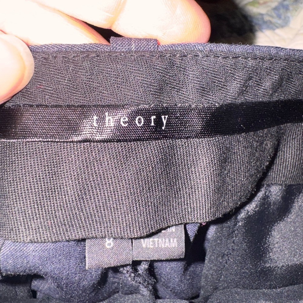 👖 Theory Pinstripe Virgin Wool Blend Trousers - Size 8 - Picture 2 of 9